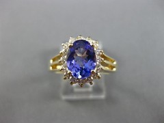 ESTATE LARGE 2.05CT DIAMOND & TANZANITE 14KT YELLOW GOLD ENGAGEMENT RING #25527