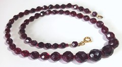 Vintage Graduated Dark Burgundy or Garnet-colored Faceted Glass Bead Necklace