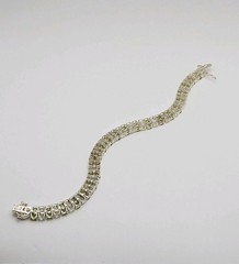 Sterling Silver Peridot & White Spinel Double Strand Tennis Bracelet 8.25″