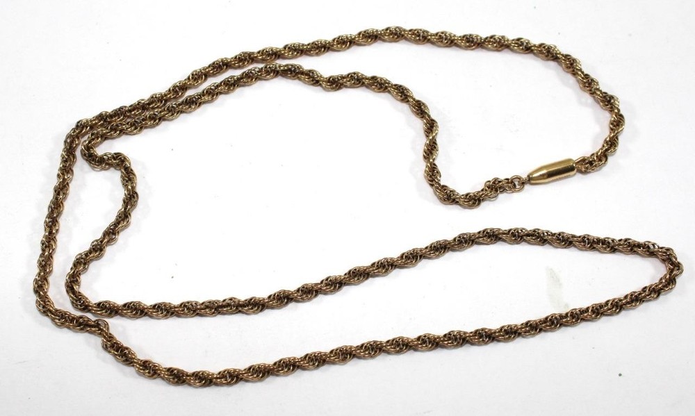 Vintage Krementz 24″ Gold Tone Rope Chain Necklace – Barrel Clasp