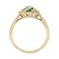 2Ct Art Deco Style Lab Created Diamond & Emerald Engagement 14k Gold Finish Ring
