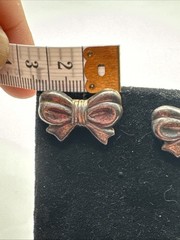 Vintage 925 Sterling Silver Bow Stud Earrings Pierced Ribbon Knot 4.3g