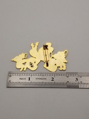 Vintage “Live Love Laugh” Gold Tone Brooch Angels Hearts Colorful Enamel Accents