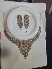 vintage aurora borealis set new/ neckless and earrings