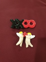 Vintage Flying Colors Cherub/AngelCupid/ Earrings & XXOO Pin/Brooch Colorful