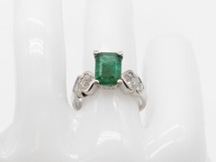 Bellari $12,000 5.50ct Natural Emerald Princess Cut Diamond 18k White Gold Ring