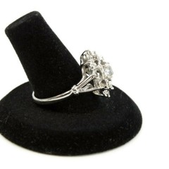 Vintage Ring 1980s Uncas Mfg Co. CZ Cocktail Ring Size 9.5 Retro Glamour Jewelry