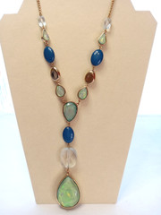 Vintage Gold Tone Blue green Faux Lucite 1,87 oz
