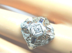 Antique Art Deco Diamond Engagement 20KT White Gold Ring Size 5.5 EGL USA
