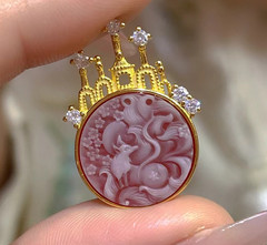 vintage Cameo pendant Red agate sterling silver antique jewelry anniversary gift