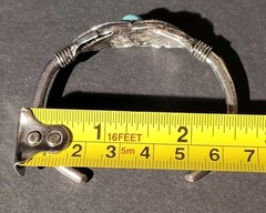 Double Feather Pendant Necklace 13″ Silver Turquoise Native American + Bracelet
