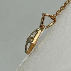 USSR Vintage Original Rose & White Gold CZ Pendant 583 14K Yerevan 1,39 g. 1989