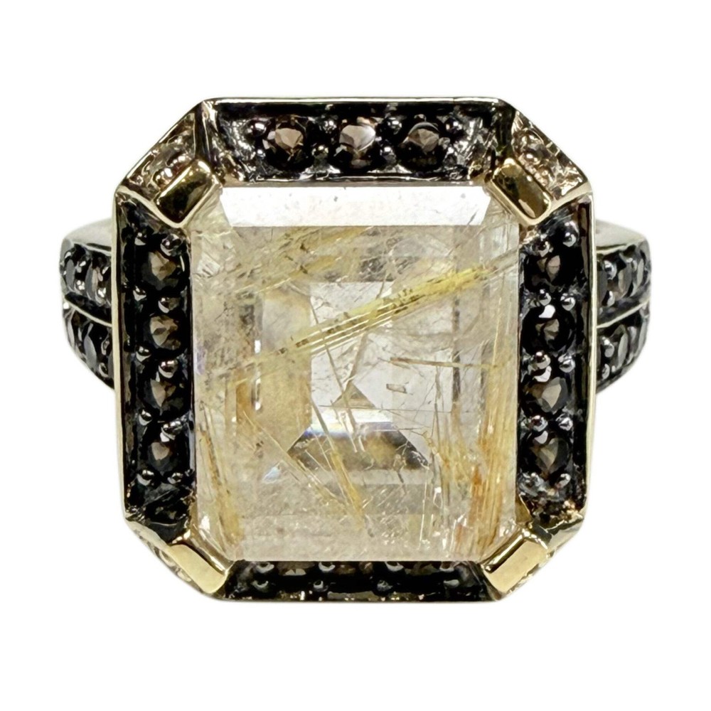 Gold Plated Golden Rutilated Quartz Ring