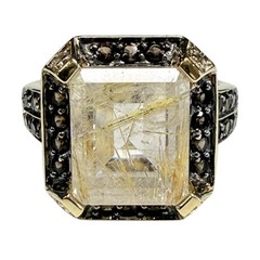 Gold Plated Golden Rutilated Quartz Ring