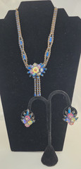 Frank Rifas Signed AB Rhinestone Bib Necklace & Earrings Set Vintage Glam 💎✨🖋️
