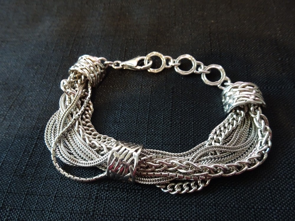 # 703–VINTAGE STERLING SILVER 11 STRAND BRACELET-925–BEAUTIFUL DIFFERENT