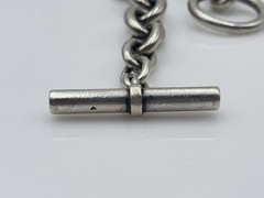 Vintage French Sterling Silver Large Oval Link Chain Toggle Bracelet Hermes