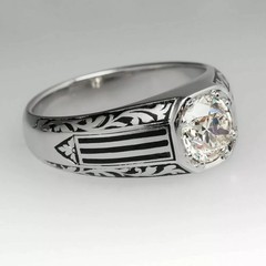 White Diamond 2.30 Ct Art Deco Antique Vintage Men’s Engagement Ring 925 Silver