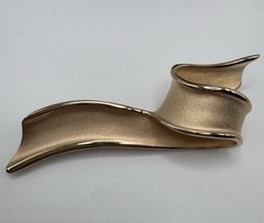 Vintage New Old Stock Lady Remington Brushed & Shiny Gold-Tone Ribbon Brooch