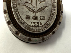 Victorian Double Sided Star Flower Locket English Puffed Sterling, c.1886