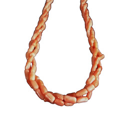 Vintage Salmon Angel Skin Pink Coral 3 Twisted Strands Necklace 23 1/2 Inches