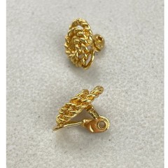 Vintage Knotted Metal Rope Earrings 1970s Monet Gold Tone Clip Ons Spirals
