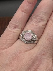 Vtg STUNNING Sterling Silver 925 PINK ICE TOPAZ Cz Details Ring Signed FAS Sz 8
