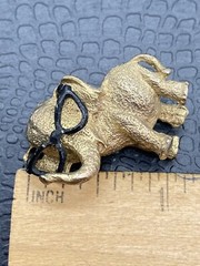 Vintage Elephant Pin Brooch Jewelry Gold Tone Safari Wild 1” Wearing Eye Glasses