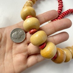 Vintage Chunky Rondelle Wooden Beaded Necklace 24 1/2”