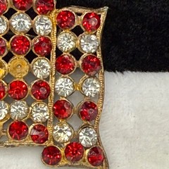 Vintage American Flag Rhinestone Brooch Gold Tone READ