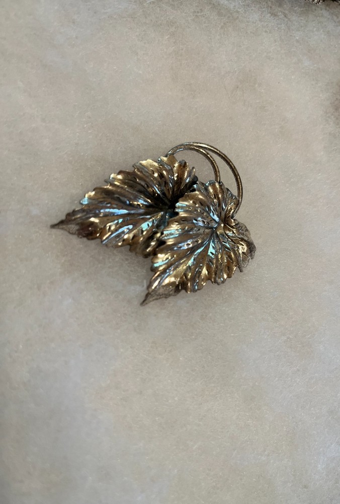 Vintage 1930’s Danecraft 925 Sterling Silver Double Leaf Art Deco Brooch