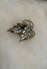 Vintage 1930’s Danecraft 925 Sterling Silver Double Leaf Art Deco Brooch