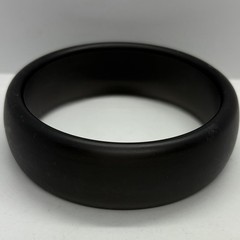 Vtg Matte Black Semi-Translucent Lucite Chunky Bangle Bracelet Round 8.5 in