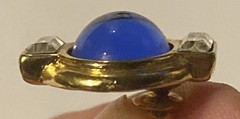 YSL Yves Saint Laurent Blue Glass Cabochon Gold-tone Pierced Earrings