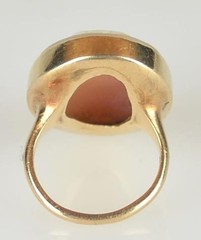 ANTIQUE 10K YELLOW GOLD HAND CARVED CONCH SHELL CAMEO RING – SIZE 6.75 – c1915