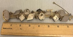 Victorian Revival Bracelet Mesh Jeweled Slide Charms Faux Gems Bold Statement