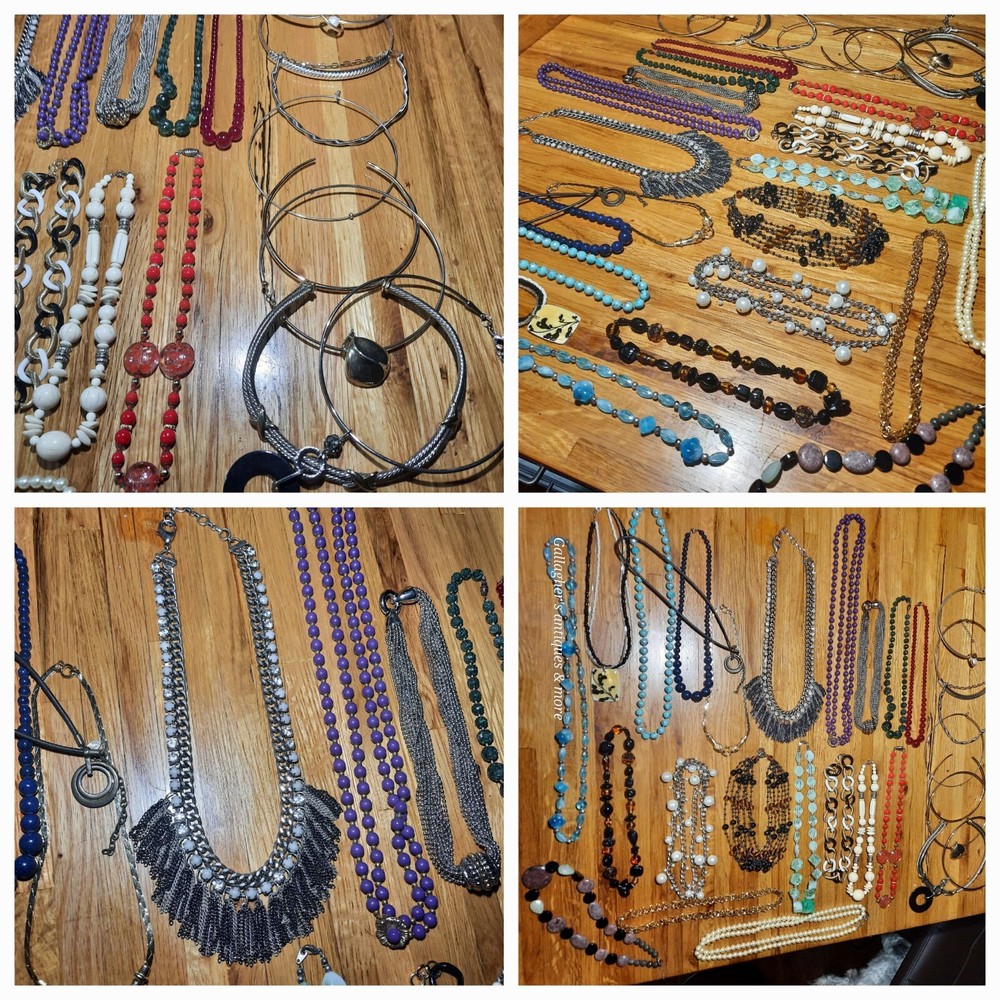 A1 Lot of 29 Vintage Modern NECKLACE Costume Jewelry Fashion Glass Beads Choker