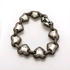 Brighton Cafe au Lait Bracelet Etched Scroll Heart Links Retired Vintage 7.25″