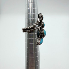 Vintage Tested Sterling Silver Turquoise 4 Stone Ring Size 5-6 Southwestern