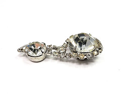 Antique Victorian Silver Tone Rhinestone Crystal Drop Dangle Pendant
