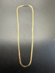 Vintage gold plated gold tone 22 inch 4.7 mm flat herringbone necklace. O7