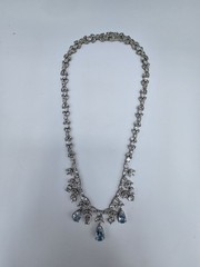 Vintage C*A 925 Sterling Silver Natural Blue Topaz Festoon Bib Statement…