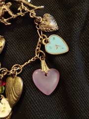 Romantic Valentine’s Vintage Brooch 10 Hearts Cherub Dangle Pin 2×3.5 Inches