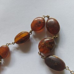 Vintage Bultic Amber Graduated Nuggets Wire Wrapped Necklace 24” 26g
