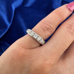 Vintage 14K White Gold Diamond Channel Eternity Band 2.70ctw Size 3.75 5.29g