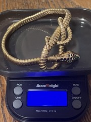 ANTIQUE 14K GOLD COILED SNAKE BRACELET Very Good Cond 23.2 g. Signed B/O