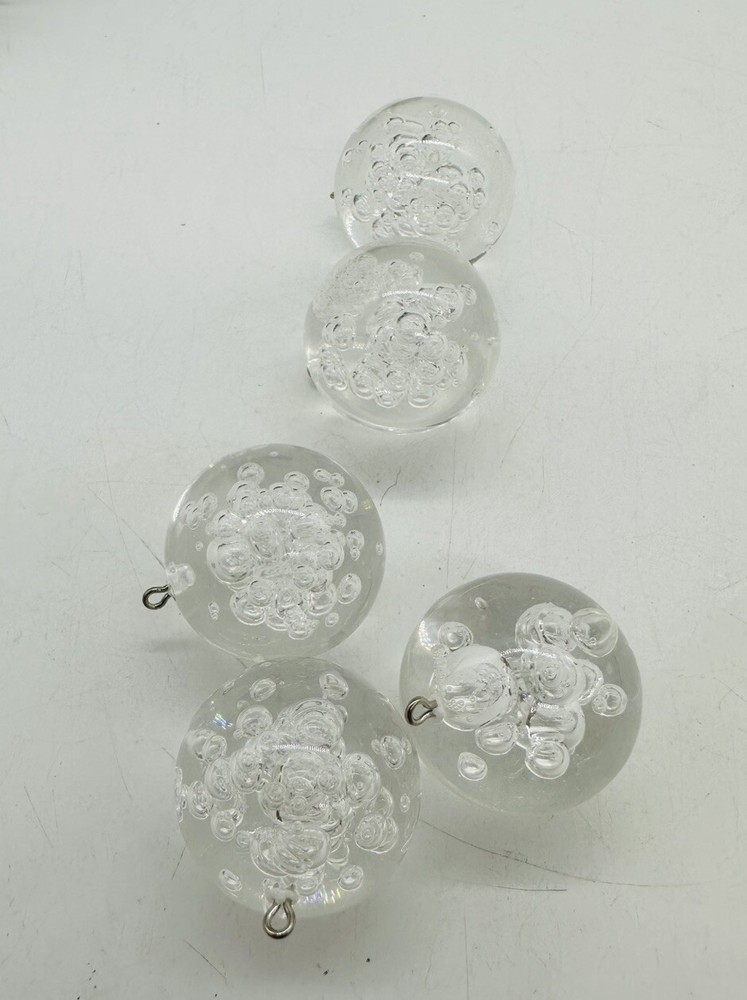 German Lucite Ball Pendants Controlled Bubble Bubble Pendant 1″ Set of 5