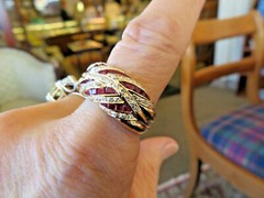 Antique Style Cocktail Statement Ring 2.1 Ct Simulated Ruby 14k Yellow Gold Over
