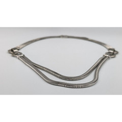 Antique Art Deco Slinky Snake Chain Silver Tone Multi Strand 19″ Necklace
