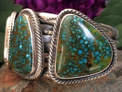 102 GRAM SPIDERWEB TURQUOISE STERLING ROPE SOUTHWESTERN NAVAJO STYLE BRACELET